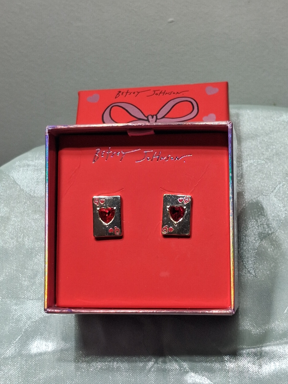 Betsey Johnson "Queen Of Hearts" Stud Earrings